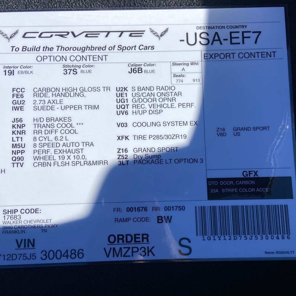 2018 Chevrolet Corvette Grand Sport