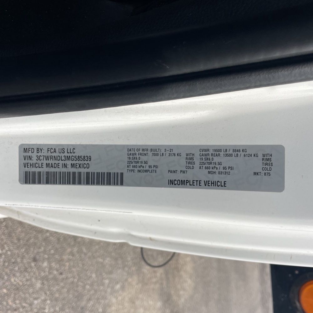 2021 Ram Commercial Tradesman CA60-120 CONV CAB/CHASSIS 4X4 6.7L